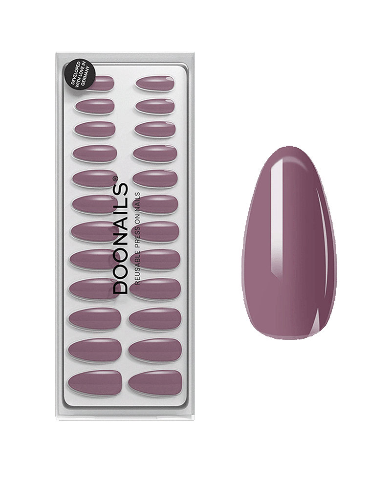 Doonails | Soft Gel Press Ons - Silent Night Mauve Medium Almond