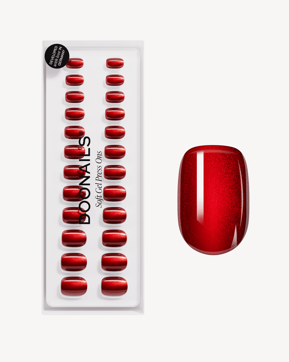 Red Cateye Extra Short Square Soft Gel Press Ons