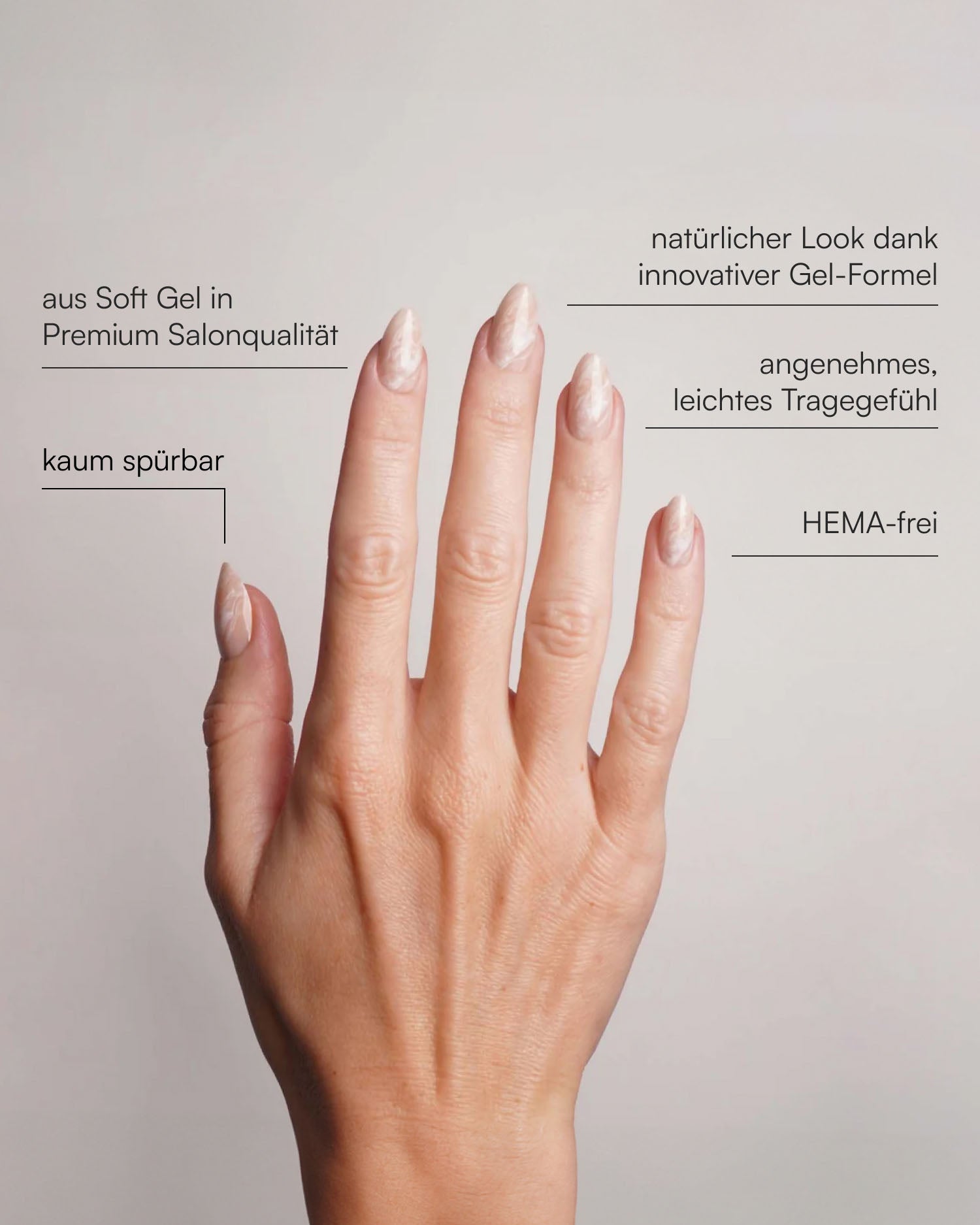 Nude Marble Short Almond Soft Gel Press Ons